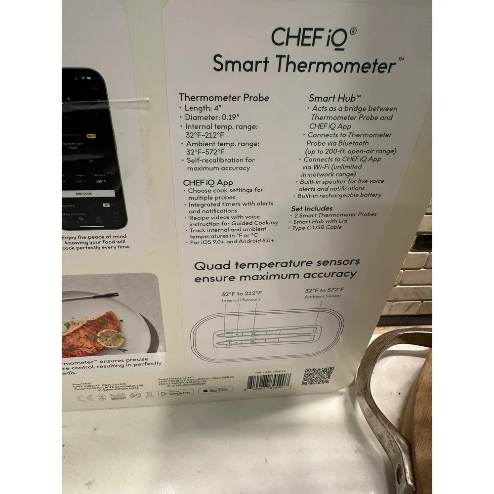 CHEF iQ Black‎ Smart Thermometer 2-Probe Wi-Fi Bluetooth Set OS
